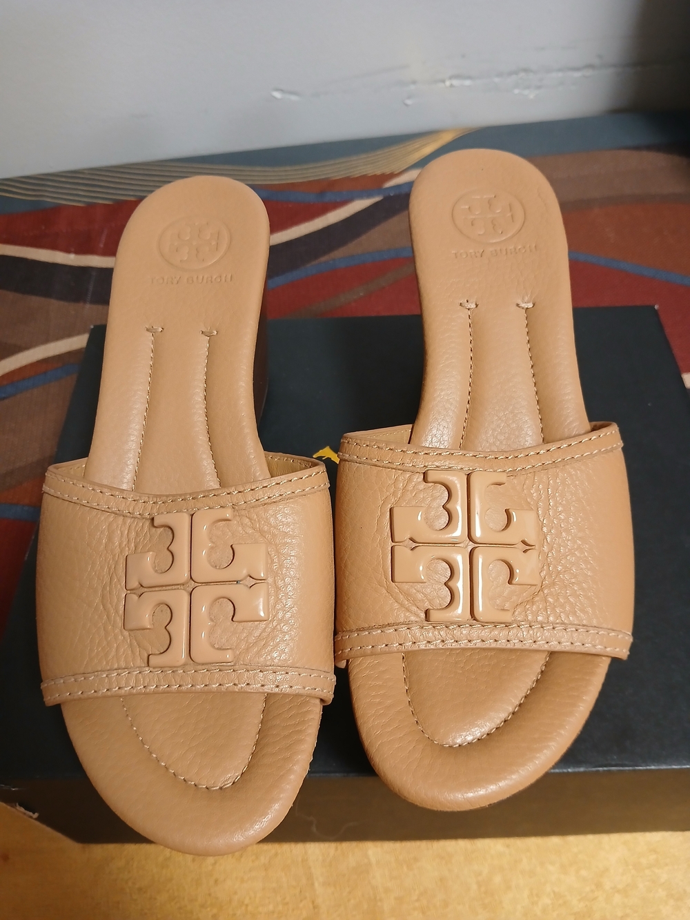 Tory Burch Women's Tan Leather Slide Sandals